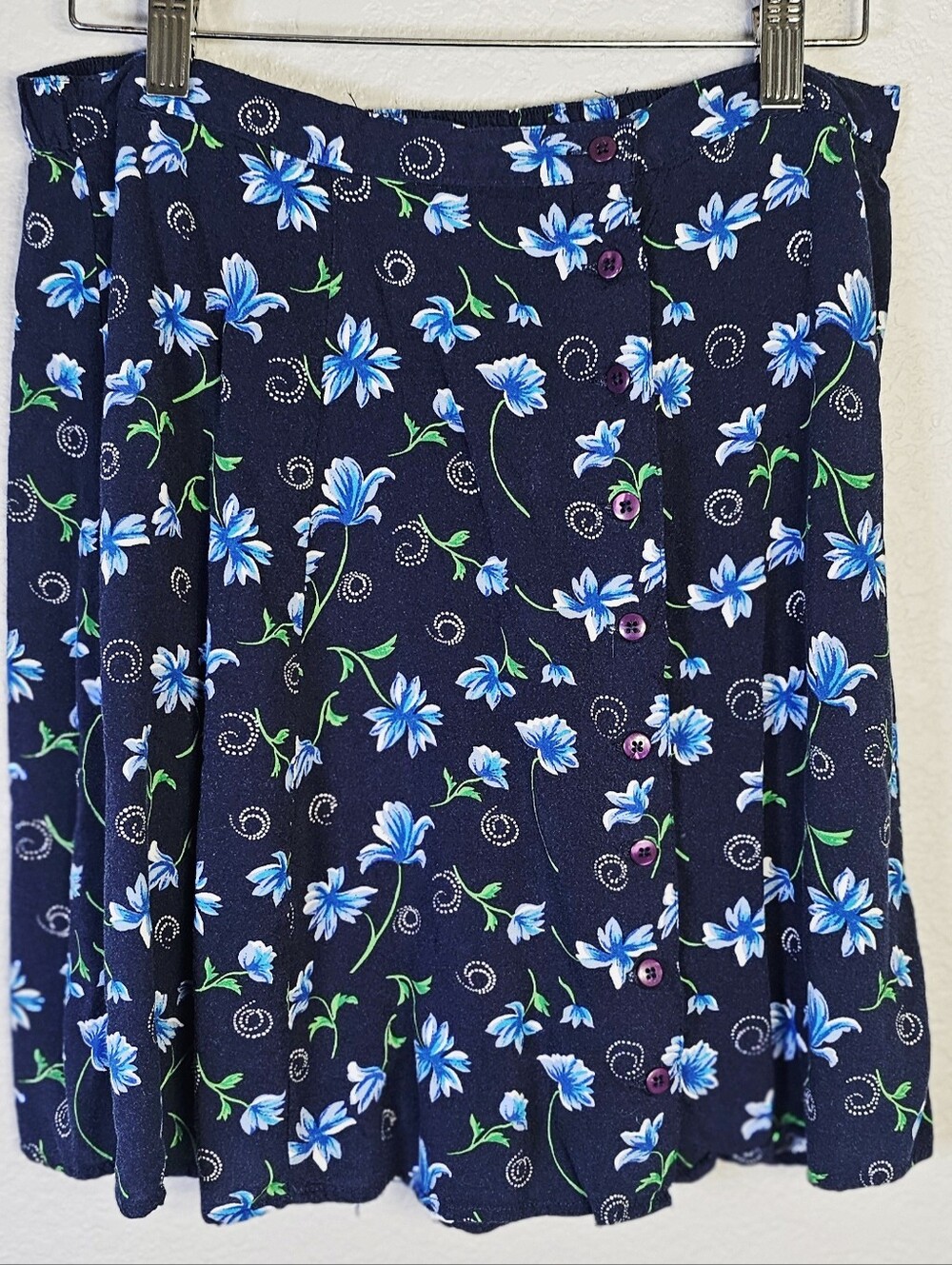 Bentley Vintage Floral Button Front Mini Skirt Large Rayon